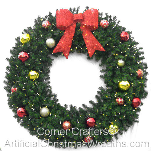 6 FOOT (72 INCH) DECORATED LIGHTED CHRISTMAS WREATH