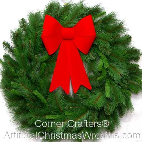 3 Foot Deluxe Mixed Pine Christmas Wreath with Large Red Bow