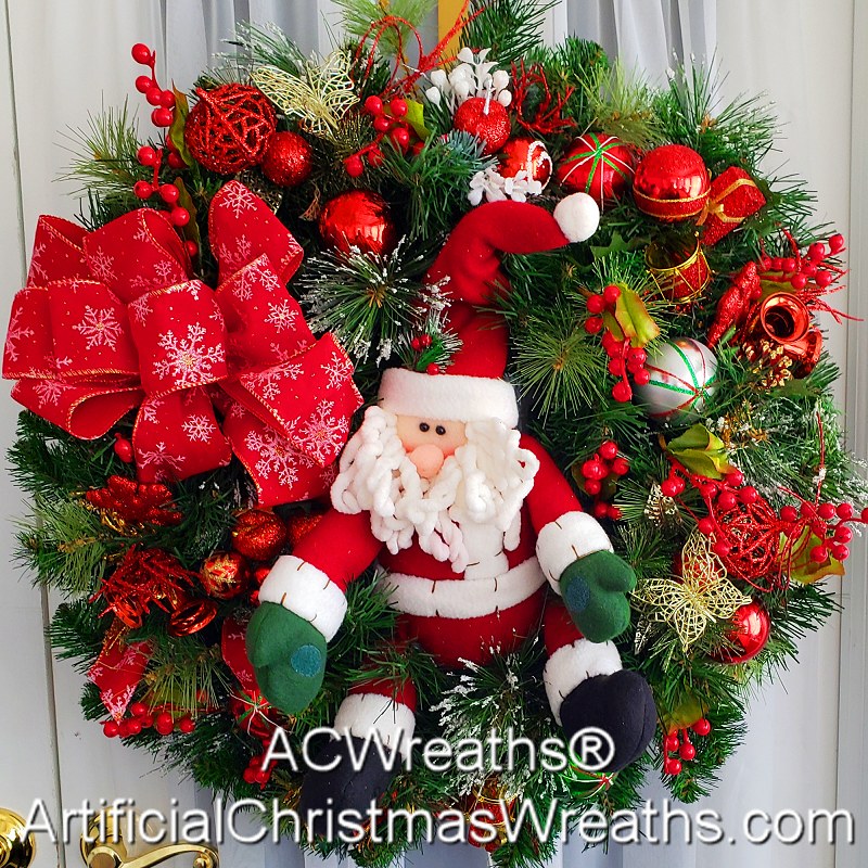 SANTA CHRISTMAS WREATH  CornerCrafters.com  XMAS WREATHS