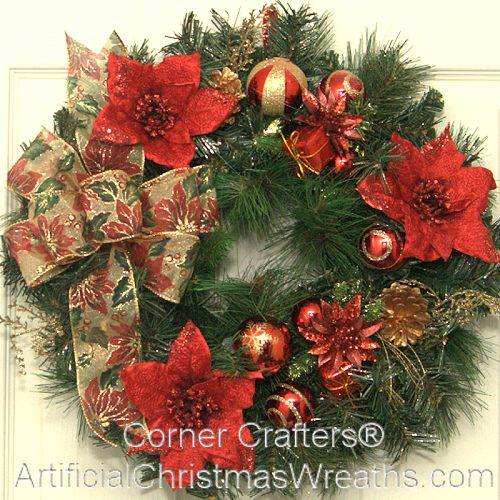 Christmas Poinsettia Accent Wreath