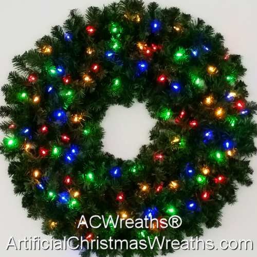 3 Foot (36 inch) Multi Color L.E.D. Christmas Wreath