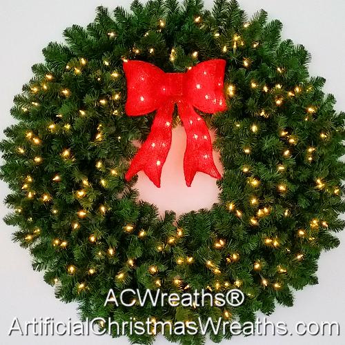 4 Foot (48 inch) L.E.D. Christmas Wreath with Pre-lit Red Bow