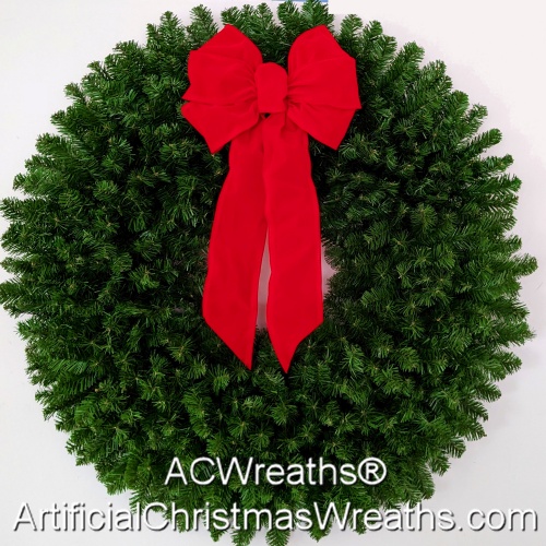 4 Foot (48 inch) Christmas Wreath (without lights) with Large Red Bow
