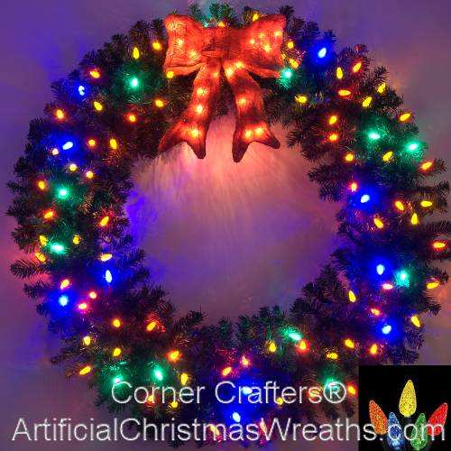 4 Foot Multi Color L E D Wreath Cornercrafters Com 48 4 Foot 48 Inch Multi Color C6 L E D Wreath