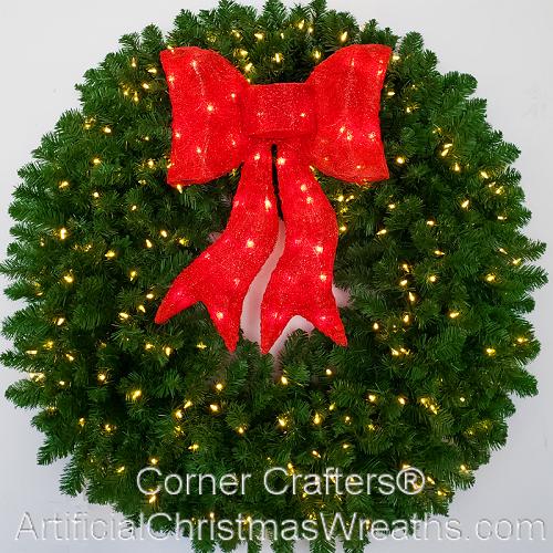 4 Foot (48 inch) L.E.D. Christmas Wreath with XL Pre-lit Red Bow