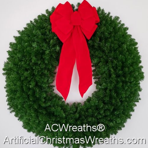 5 Foot (60 inch) Christmas Wreath (without lights) with Large Red Bow