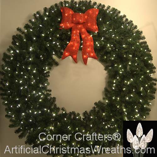 6 Foot (72 inch) C6 L.E.D. Christmas Wreath with Pre-lit Red Bow