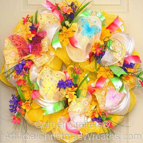 Deco Mesh Floral Wreath