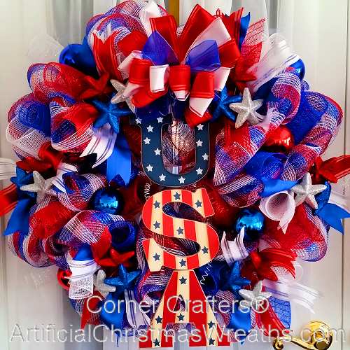 Deco Mesh Patriotic Wreath