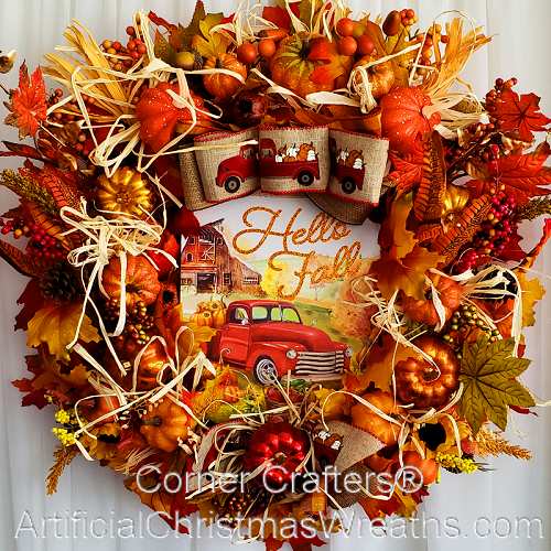 Fall Little Red Truck Wreath