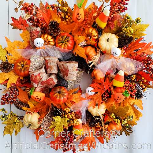 Halloween Ghost and Pumpkin Wreath