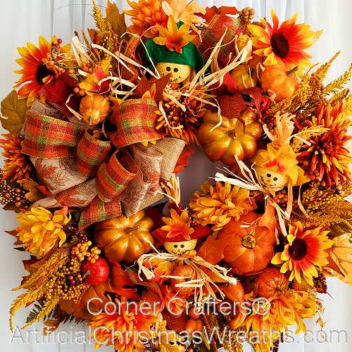 Fall Pumpkins and Mums Wreath