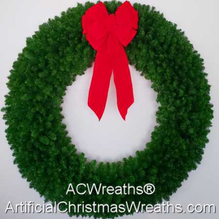 6 Foot (72 inch) Christmas Wreath (without lights) with Large Red Bow