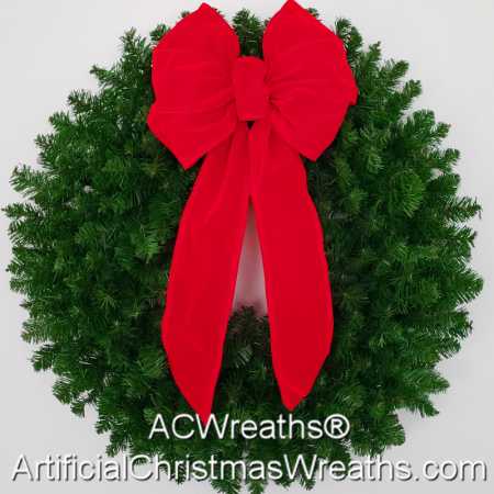 3 Foot (36 inch) Christmas Wreath (without lights) with Large Red Bow