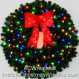 3 Foot (36 inch) Color Changing L.E.D. Prelit Christmas Wreath with Pre-lit Red Bow